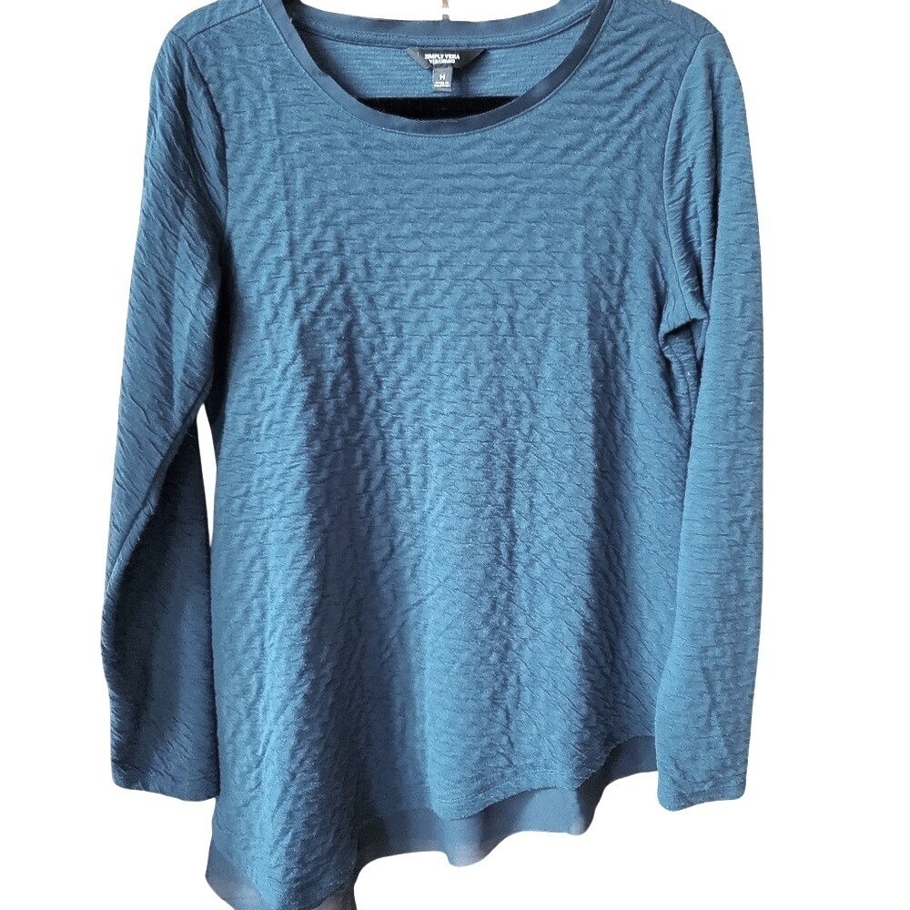 Simply‎ Vera Vera Wang Asymmetrical Wave Teal Tunic Women's Size Medium